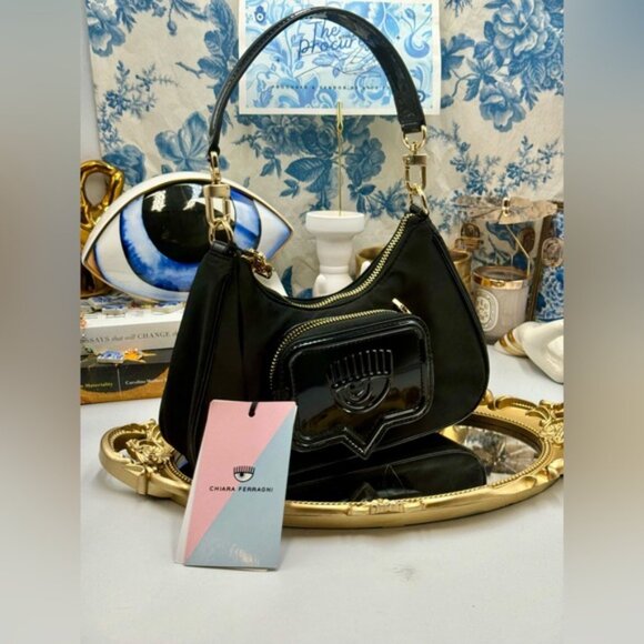 🆕 CHIARA FERRAGNI 🧿 NWT Vicky Eyelike Tote Bag - Borsa a Mano - Black - Picture 16 of 16